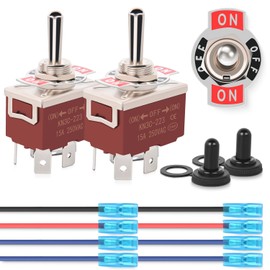 Nilight 4Pin Reverse Polarity Toggle Switch 2PCS 12V Momentary Rocker Switch 30A On Off On DPDT 3 Position Waterproof Boot Cap Jack Motor Switch Control w/14 Gauge Wires
