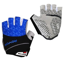 ROVOS Cycling Gloves Gel Men Bike Gloves Biking Gloves Half Finger Bicycle Gloves- Anti Slip Shock Absorbing 5mm Padded Breathable Mountain Bike Gloves for Women (Blue,Medium)