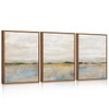 HPNIUB Abstract Mountain Lakes Framed Canvas Wall Art Set, Neutral
