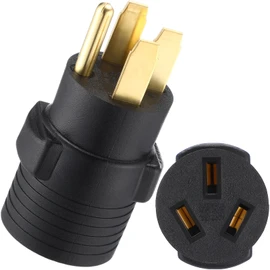 Kanayu 50Amp RV to Stove Adapter Compatible with NEMA 14-50P to 10-50R, 4 Prong Generator RV 14-50P Male to 3 Prong Stove, Oven 10-50R Adapter Generator Dryer Power Cord Connector(Black)