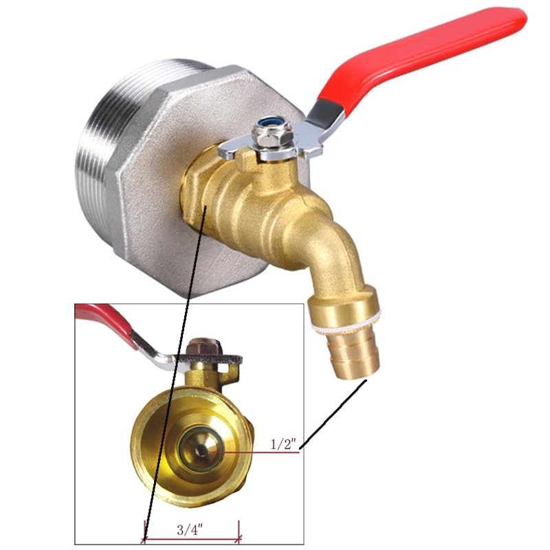 2" Water Drum Faucet 3/4 inch Outlet Brass Barrel Faucet