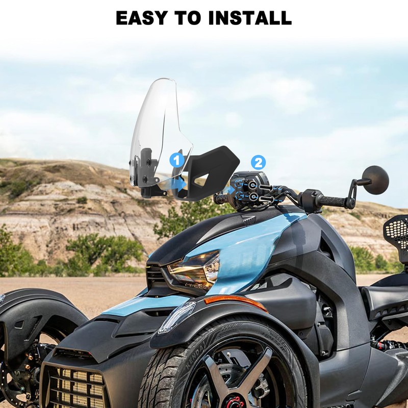 LDETXY Adjustable Windshield for Can-Am Ryker, Front Vented Translucent Clear