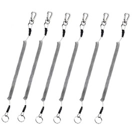 Health Ceremony Safety Wire Cord Set of 6, Stainless Steel Carabiner, Shoot Rope, Safety Cord, Wire Key Chain, Drop Prevention, Strap, 6 Pieces, Stainless Steel Wire, Maximum Extension 3.9 ft (1.5 m), Spiral Cord, Wire Hook, Carbina Hook, Black