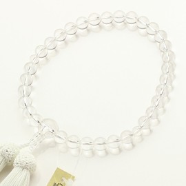 Dot Com Women's Beads Approximately 0.3 inches (8 mm), Genuine Crystal, Pure Silk Bunch, Luxury Zipper Type Bead Bag Included [Simple Prayer Beads, Prayer Beads Case, Kyoto Prayer Beads, Crystal