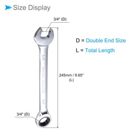 CoCud Ratchet Wrench 3/4" Head SAE 72 Teeth Cr V Combination Wrench Spanner for Home Repair Tasks