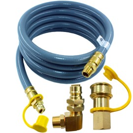 MCAMPAS 15FT 3/4" ID Natural Gas Hose with Quick Connect Kit - Solid Brass Female Male Quick Disconnect Fittings for Tri Fuel Generators