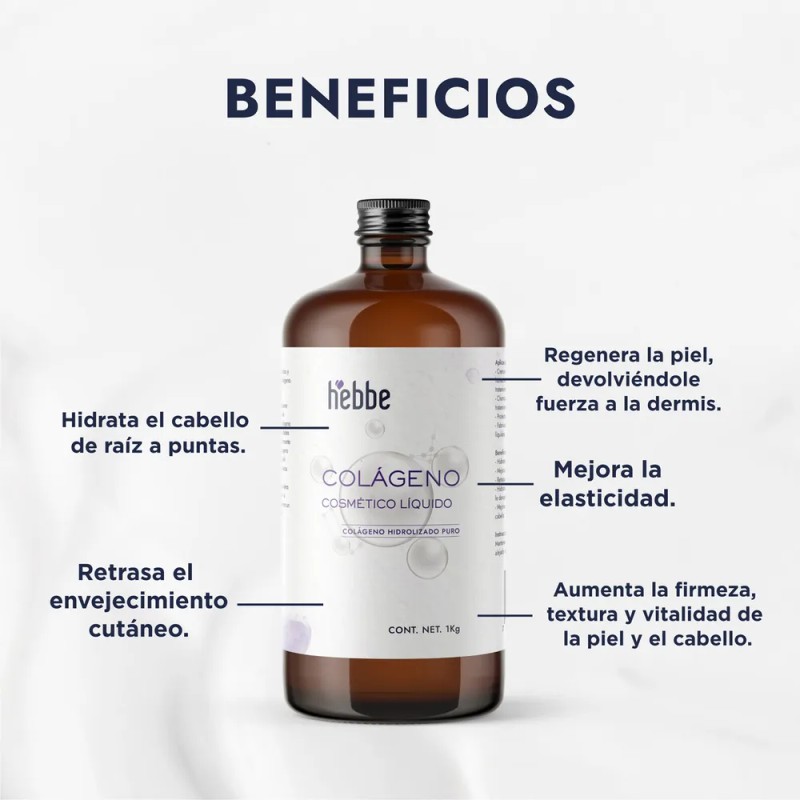 Colgeno Hidrolizado Lquido Hebbe Cosmetics 1kg Rejuvenecedor Piel Cabello