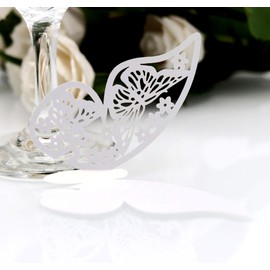 TFSYLISA Butterfly Place Cards Laser Place Cards Name Cards Wedding Hollow Pattern Butterfly Cup Cards for Birthdays Party Table Decoration Pack of 100 Pink