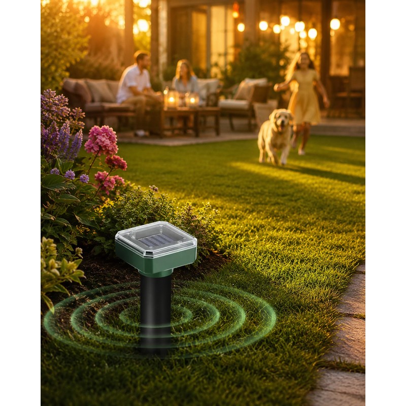 2-Pack Solar Sonic Garden Stakes for Outdoor Use – IP44