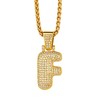 Initial Bubble Letter F Necklace for Women Gold Cubic Zirconia