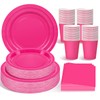 WYTAOHZL 200PCS Hot Pink Plates and Napkins Party Supplies with