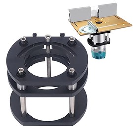 Router, Black Aluminum Alloy Router Base with Stainless Steel Support Rod, 4 Jaw Clamping, for 64-66mm Diameter Motors Router Table Lifting System Base for Wood Trimming