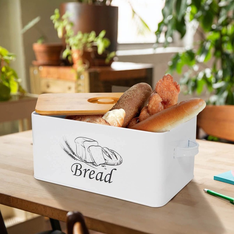 SOTECH Bread Box with Cutting Board and Handle Bread Holder