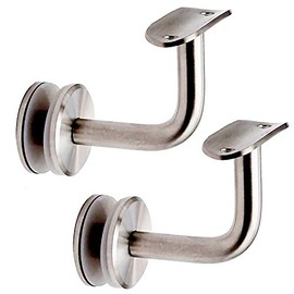 Stainless Steel Glass Mount Handrail Bracket for 1-5/8" OD Round Railing, 2-Pack (GB-C6038RS)