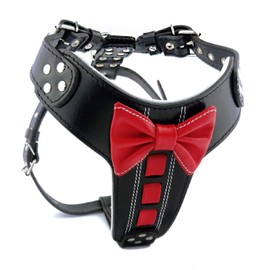 Bestia Bowtie Leather Harness. Padded. Large Breeds