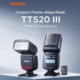 Godox TT520 III Speedlite Flash – 433MHz Wireless, GN33, 1/128-1/1 Power ±1/3, S1/S2 Modes, Compatible with Canon Nikon Sony Olympus Pentax Fuji with Single-Pin Hotshoe