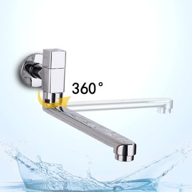 MEOMER Single Cold Water Faucet, Brass Stainless Steel Faucet, Lead Purifier, Single Handle Faucet, Wall Faucet, Single Faucet, Side Faucet, In-Wall Faucet, 360 Degree Rotating Horizontal Faucet