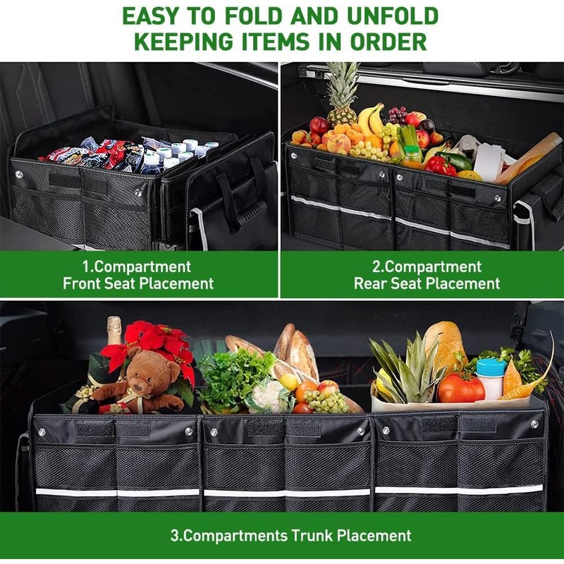 Snuopfy Car Trunk Organizer,115L Heavy Duty Collapsible Trunk Storage, with