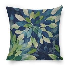 Light Blue Dahlias Flowers Throw Pillow Covers Linen Pillow Cases 18x18 Inch Square Cushion Pillowscover Modern Farmhouse Decor for Sofa Bedroom Living Room Car