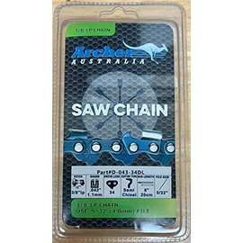 Archer 8" Chainsaw Chain 3/8" LP .043 Gauge 34DL Compatible with Dewalt 20V DCPS620B, Sun Joe SWJ800E, Worx WG310 & Oregon 90PX034G