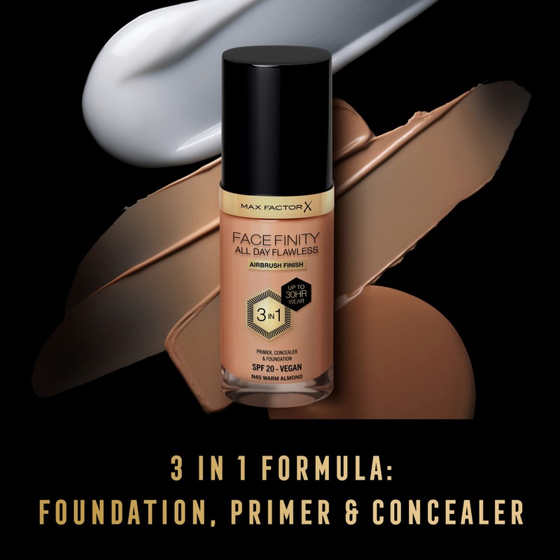 Max Factor Facefinity 3-in-1 All Day Flawless Liquid Foundation, SPF
