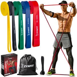 ZYNFIT - Set of 5 Resistance Bands with Door Anchor, Exercise Bands, Resistance Band for Working Out, Resistance Bands, Pull Up Bands, Stretch Bands for Physical Therapy, Exercise Bands Resistance
