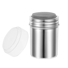 LAYYUK 1Pcs Stainless Steel Powder Sugar Shaker Duster with Lid, Fine Mesh Shaker Powder Cans with Plastic Lid,Used for baking soda Cocoa Cornstarch Coffee Flour ect