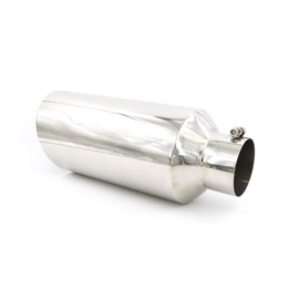 RP Remarkable Power, Exhaust Tip 4" Inlet 7" Outlet 18" Long, Stainless Steel Polished Rolled Edge, 20 Degree Bolt On Universal Tailpipe for Diesel Truck