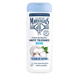 Le Petit Marseillais Highly compatible Riche Fleur de Coton shower cream (400 ml bottle) - 98% ingredients of natural origin - for all skin types, including sensitive skin