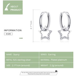 Sterling Silver Star Hoops Earrings for Women Teen Girls Hypoallergenic 5A Cubic Zirconia Cute Earring Christmas Birthday Gifts for Women Teen Girls