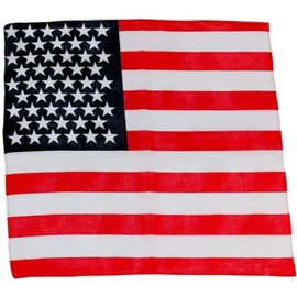 Novelty Bandanas 100% Cotton, Head Wrap 22" x 22" Single Pack, Usa Flag, One Size