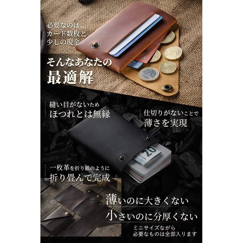 Crazy Horse Craft Minimalist Wallet, Made in Nordic Lithuania, Mini