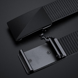 VANNANBA Mens Nylon Ratchet Belts with Automatic Adjustable Buckle,Mens Durable Belts for Golf Jeans Casual, Black, 39"-42" Waist Adjustable