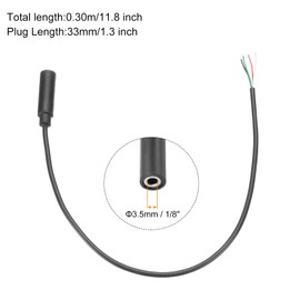 sourcing map 5pcs 3.5mm Female Jack to Bare Wire Open End Replacement TRS 4 Pole Stereo 1/8" Audio Cable Plug Jack for Earphone Headphone Cable Repair, 0.30m