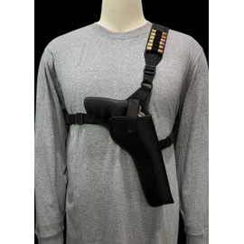 Cebeci Arms Right Hand Cordura Nylon Chest Holster with Extra Ammo Loops for 7.5"" Ruger Super Redhawk Revolver, Black