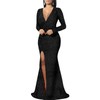Women's Sexy Long Sleeve Sparkly Maxi Dress V Neck High