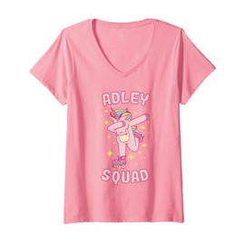 Womens Adley Merch Unicorn Design V-Neck T-Shirt