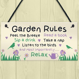 Red Ocean Garden Sign Gardening Gifts Garden Rules Sign Novelty Garden Plaque Gift for Women Men Sign For Gardeners Shed Sign Shed Plaque Gardener Accessories