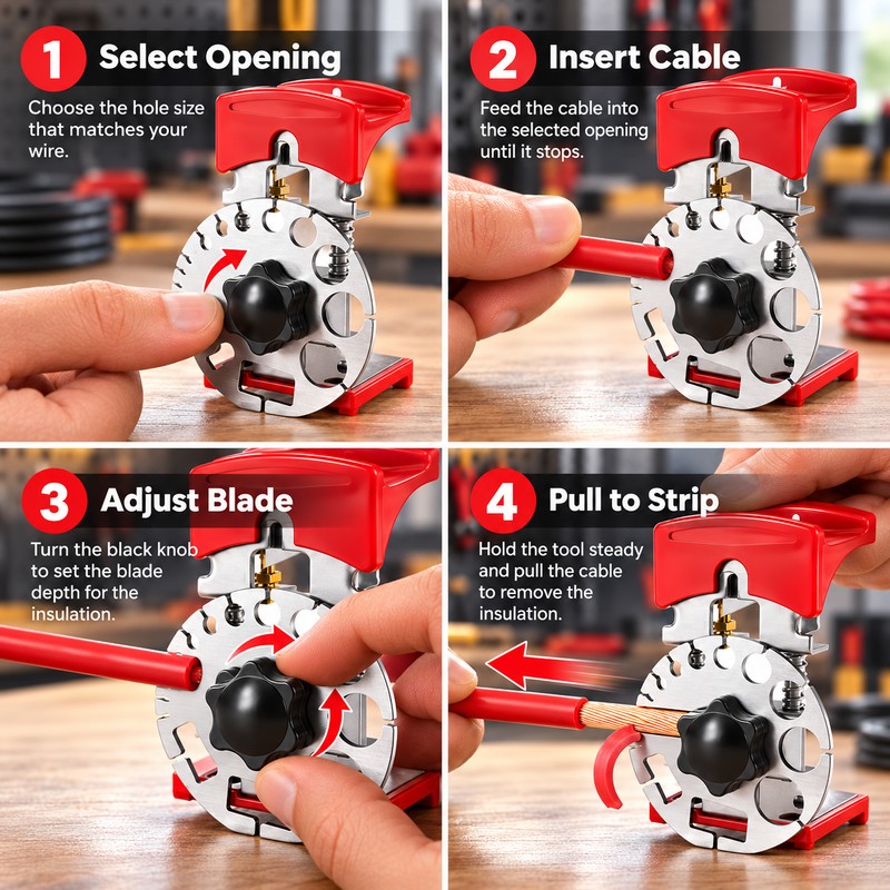 Portable Manual Wire Stripper for Cable Insulation Removal – Adjustable