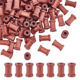 DELORIGIN 100pcs Mini Wooden Spools 0.8inch Empty Natural Wood Spools Wire Weaving Bobbins Thread Cord Wire Sewing Spools for Crafts Wire Weaving Art Stitch Embroidery Floss Thread Storage