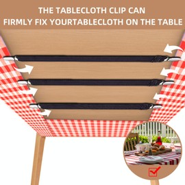 QoeCycth 6PCS Tablecloth Holder Clips Strap, Adjustable Elasticity Picnic Tablecloth Clip Perfect for Tables Bench Cover Picnic Party Camping Black