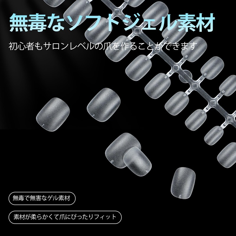 TOMICCA Ultra Short Round Sanded Nail Tip, 15 Sizes, Clear