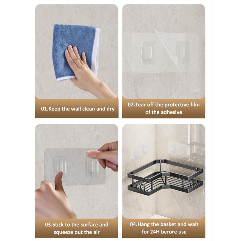 Adhesive Shower Corner Organizer Shelves,No Drilling Stainless Steel Shower Storage