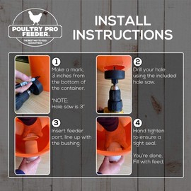 Poultry Pro Feeder DIY Port PVC Gravity Fed Chicken Feeder Single Unit | Use for Buckets, Barrels, Bins, Troughs | Rain Proof, Weather Resistant, No Waste Chicken Feeder