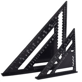 ASNOMY 7 Inch & 12 Inch Triangle Ruler, Black Triangle Ruler Square Protractor, High Precision Aluminum Alloy Triangle Ruler,Layout Measuring Tool for Engineer Carpenter（Metric）