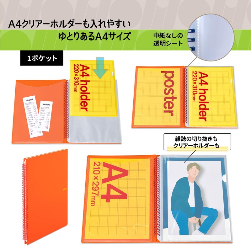 Plus ITOSHI FL-324CF 91-816 Oshikatsu Ring File, 1 Pocket, A4
