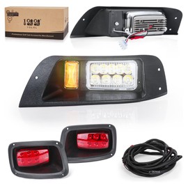 10L0L Golf Cart EZGO Headlight Kit (12V) - Headlight and Tailights with Mail Wire Harness for 1995-2013 TXT Golf Cart