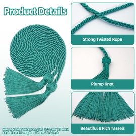 Paquete de 16 cuerdas de honor de graduación azul pavo real a granel, hilos de honor con borla para bata de soltero de secundaria, graduación universitaria 2025 (azul pavo real)