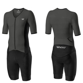 Lo.gas Men's Pro Trisuit Short Sleeve Triathlon Suit for Racing and Triathlon Competitions Triathlon Suit for Men, Grey (buy one size larger), L