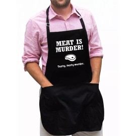 ApronMen Meat Is Murder Funny Novelty Apron Gift for Dad, Husband, Fathers Day